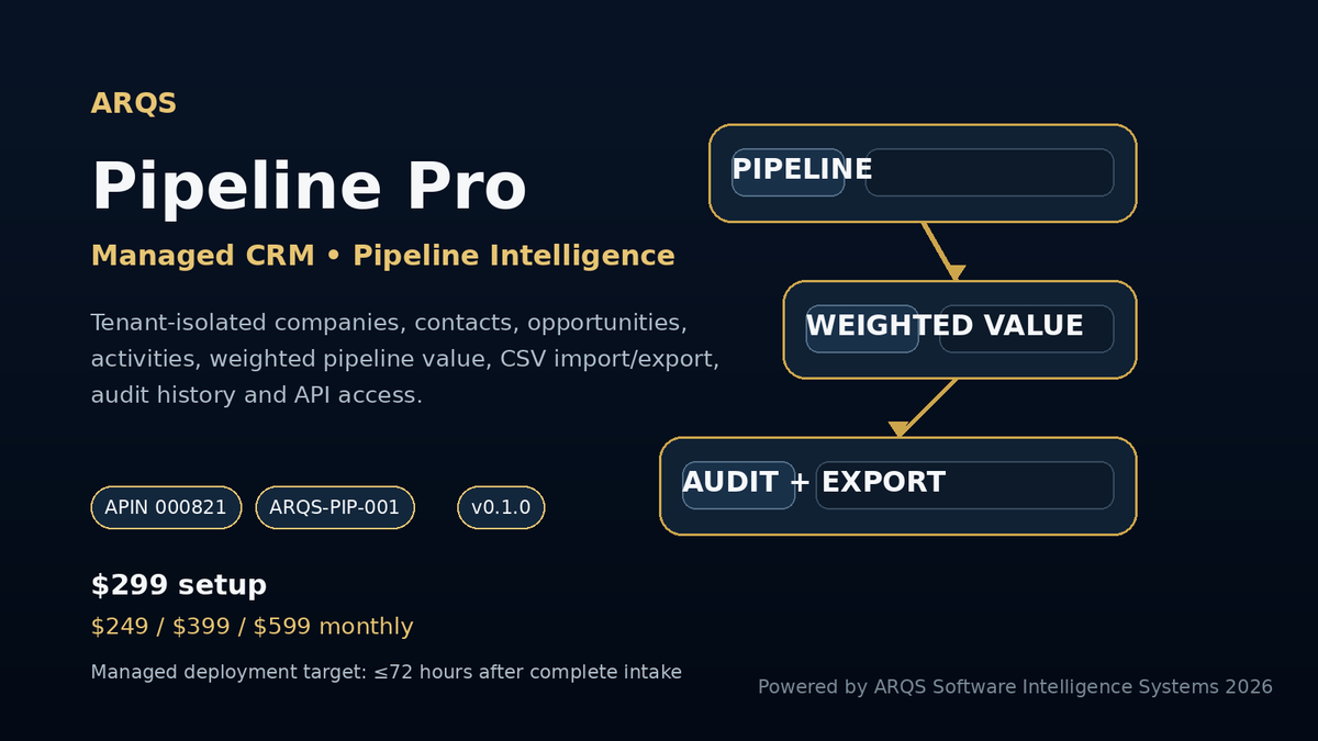 ARQS Pipeline Pro APIN 000821 product artwork