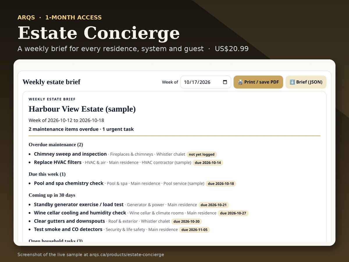 Estate Concierge 1-month access: product card with a screenshot of the live sample app