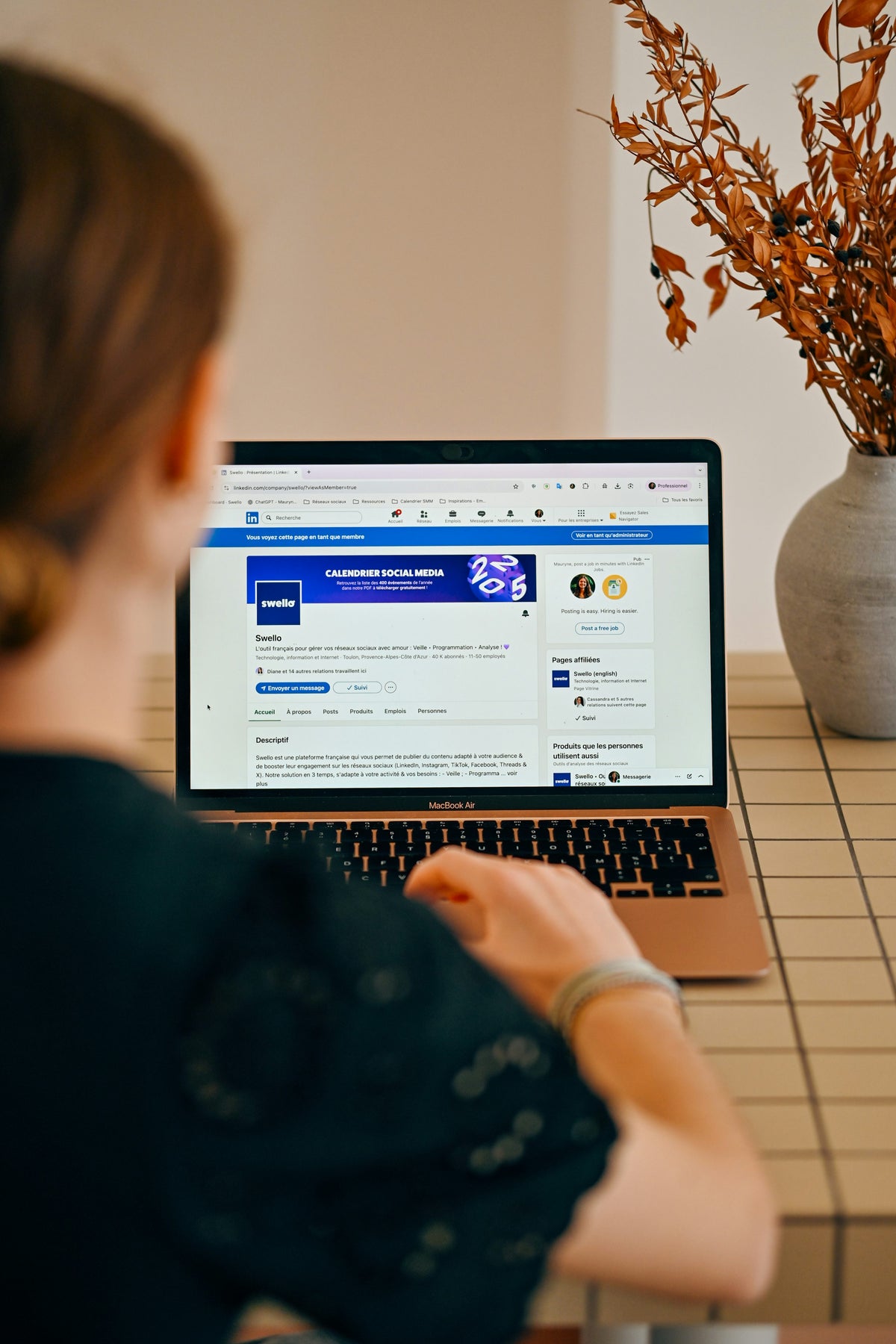 Digital marketing and social media content planning workspace