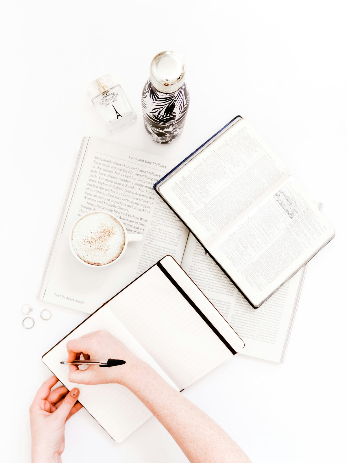 Creative writing session with notebook and pen
