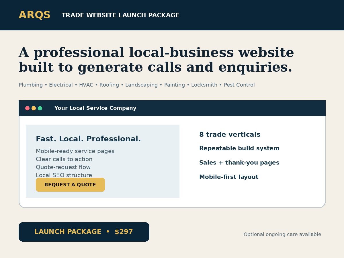 ARQS Trade Website Launch Package